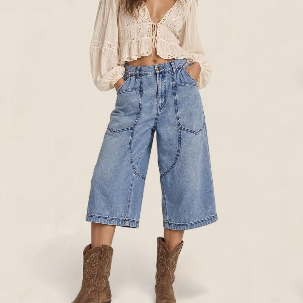 Urban Outfitters bria baggy culotte capri slouchy Jeans Size 25 Y2K Utility boho